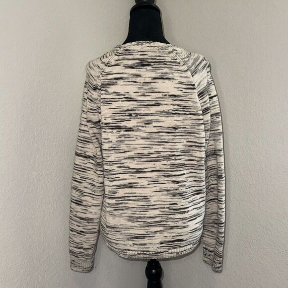 J.Crew Space Dye Sweater Women's Ivory Black 100% Cotton Knitted Long Sleeve M - Picture 3 of 9